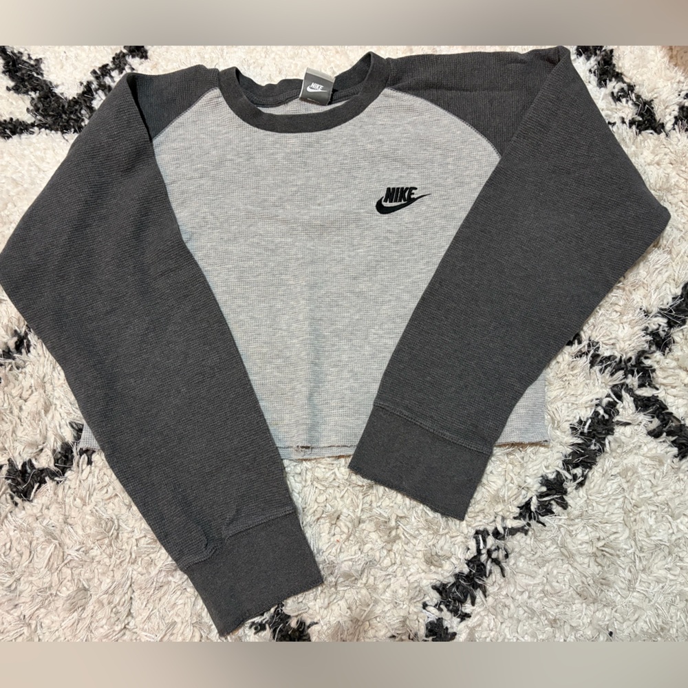Nike Charcoal and Light Gray Cropped Crewneck